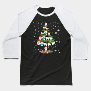 Teeth Christmas Tree Funny Dental Gift For Men Women Kids Baseball T-Shirt